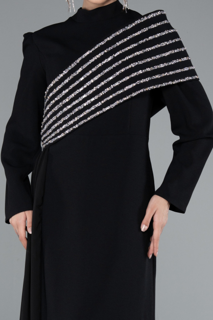 Long Black Plus Size Evening Gown ABU4977
