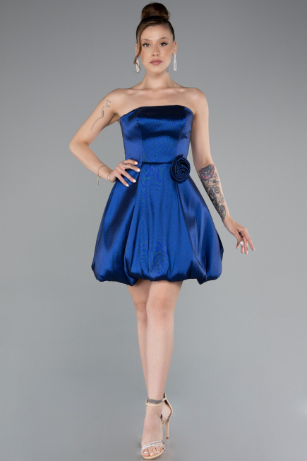 Navy Blue Strapless Balloon Skirt Short Prom Dress ABK2360