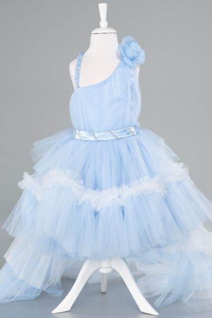 Front Short Back Long Light Blue Girl Dress ABO114