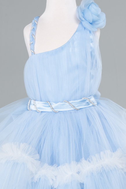 Front Short Back Long Light Blue Girl Dress ABO114