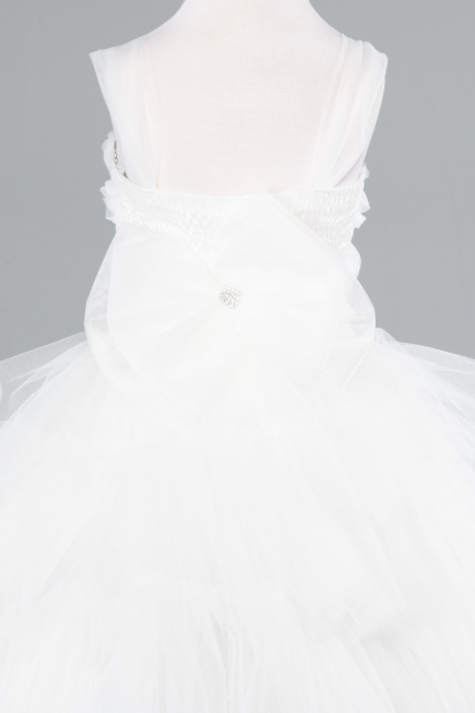 Front Short Back Long White Girl Dress ABO115