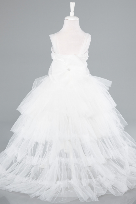 Front Short Back Long White Girl Dress ABO115