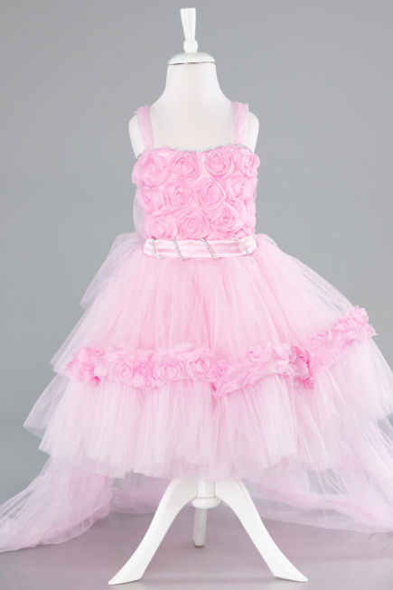 Front Short Back Long Powder Color Girl Dress ABO115