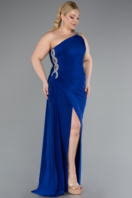 Long Saks Blue Plus Size Evening Dress ABU3132