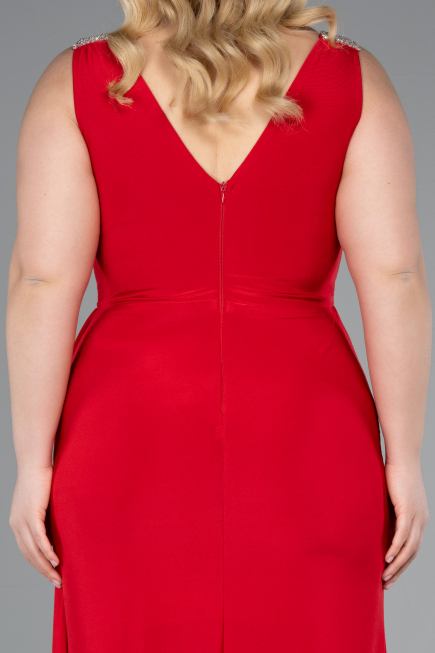 Long Red Plus Size Evening Gown ABU4968