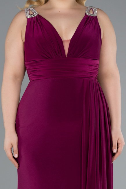 Long Plum Plus Size Evening Gown ABU4968