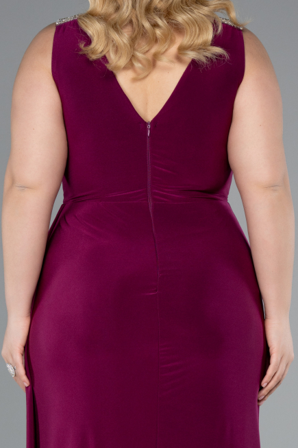 Long Plum Plus Size Evening Gown ABU4968