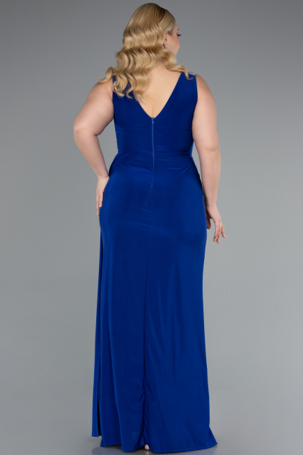 Long Sax Blue Plus Size Evening Gown ABU4968