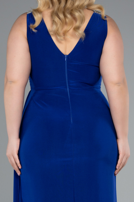 Long Sax Blue Plus Size Evening Gown ABU4968