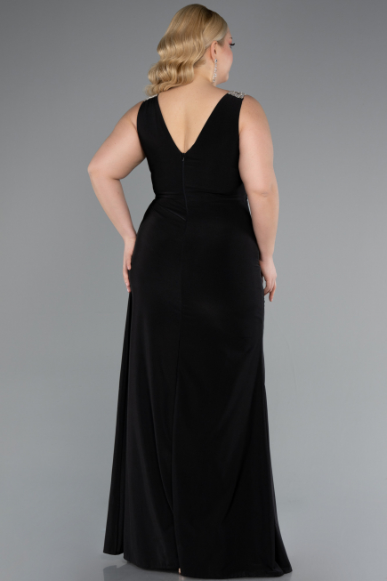 Long Black Plus Size Evening Gown ABU4968