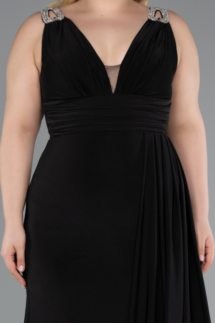Long Black Plus Size Evening Gown ABU4968