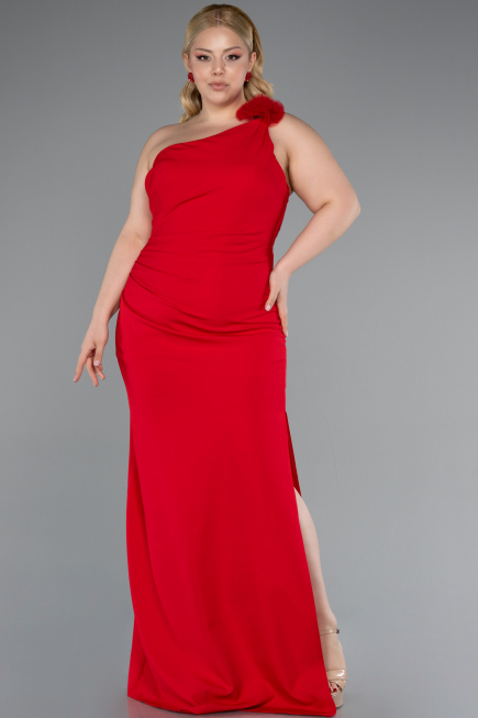 Long Red Plus Size Evening Gown ABU4892