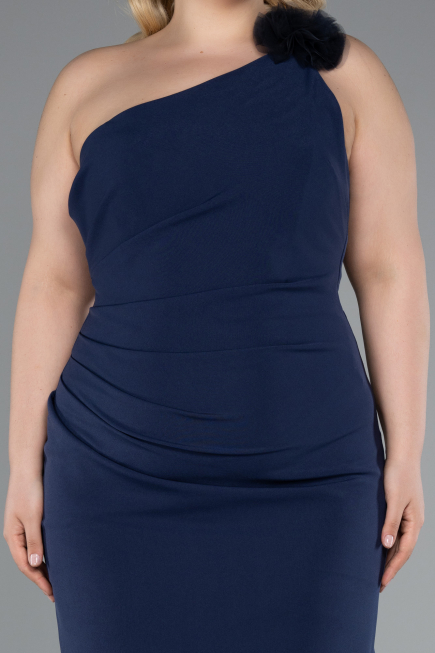 Long Navy Blue Plus Size Evening Gown ABU4892