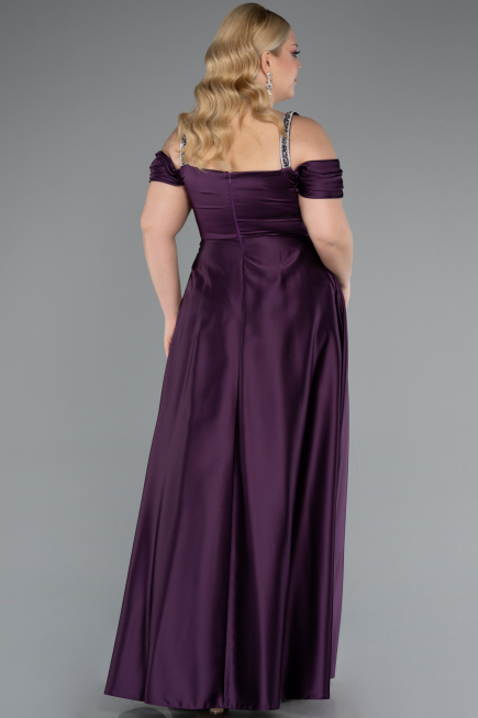 Purple Long Satin Plus Size Evening Dress ABU3277