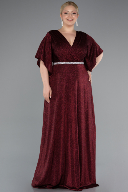 Long Burgundy Formal Plus Size Dress ABU4914