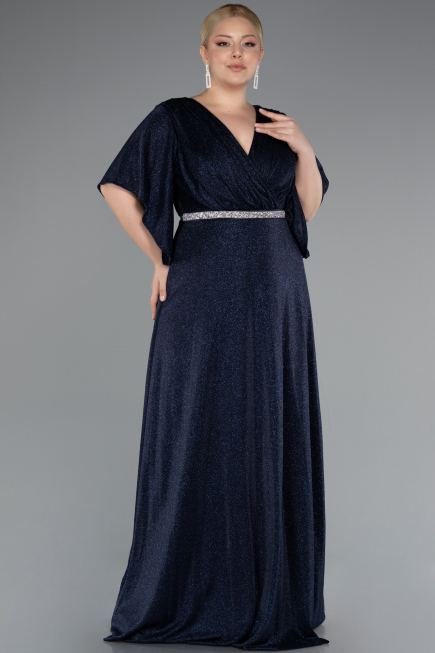 Long Navy Blue Formal Plus Size Dress ABU4914