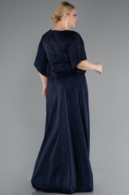 Long Navy Blue Formal Plus Size Dress ABU4914