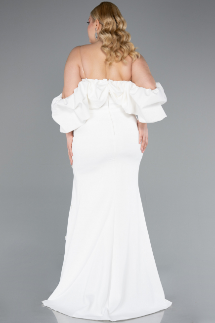 Long White Plus Size Evening Dress ABU4990