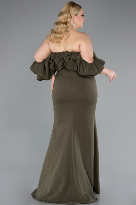 Long Olive Drab Plus Size Evening Dress ABU4990