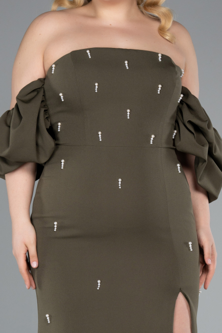 Long Olive Drab Plus Size Evening Dress ABU4990