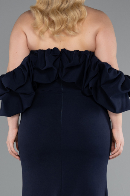 Long Navy Blue Plus Size Evening Dress ABU4990