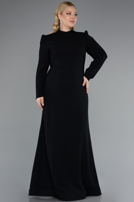 Long Black Plus Size Evening Gown ABU4977