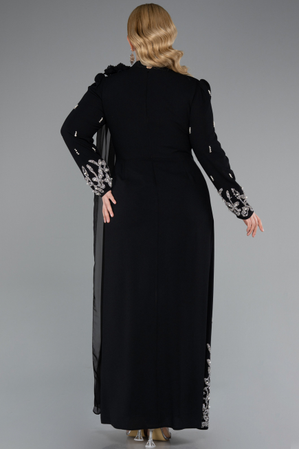 Long Black Plus Size Evening Dress ABU4936