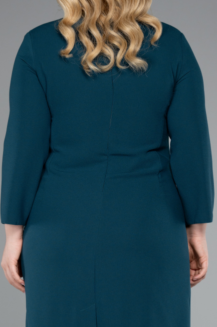 Emerald Green Capri Sleeve Midi Plus Size Invitation Dress ABK2197