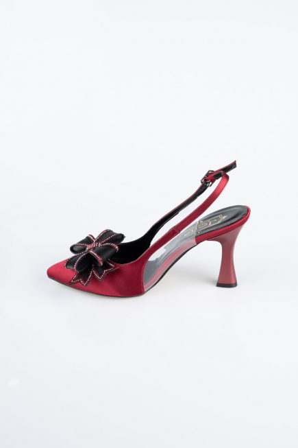 Burgundy Satin Evening Shoe MJS4100
