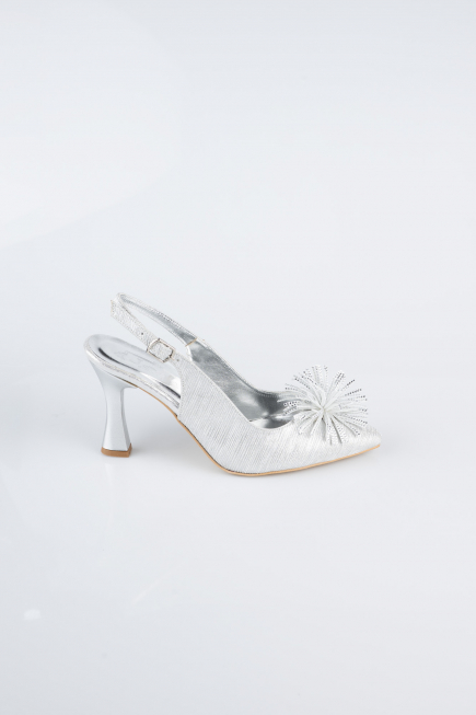 Silver Laser Cut Evening Shoe MJ9003