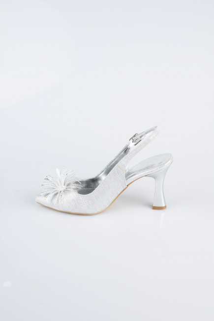 Silver Laser Cut Evening Shoe MJ9003