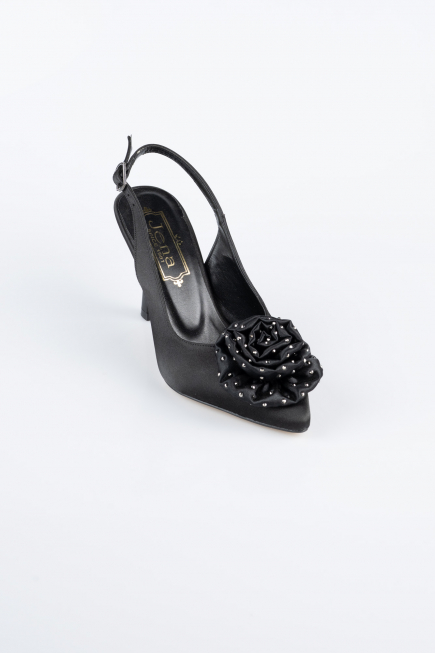 Black Satin Evening Shoe MJ9004