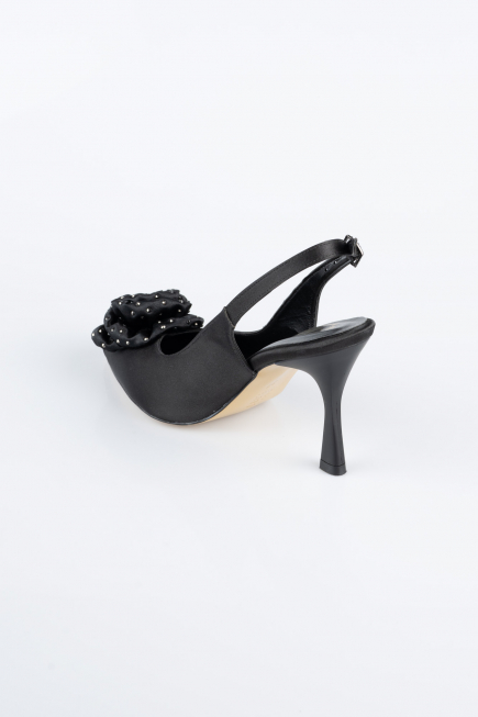 Black Satin Evening Shoe MJ9004