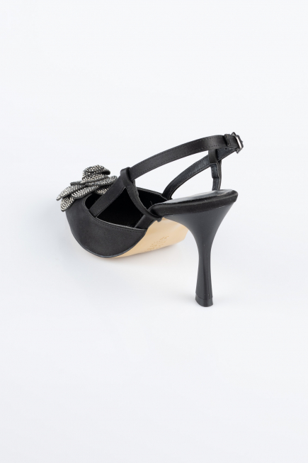 Black Satin Evening Shoe MJ9005