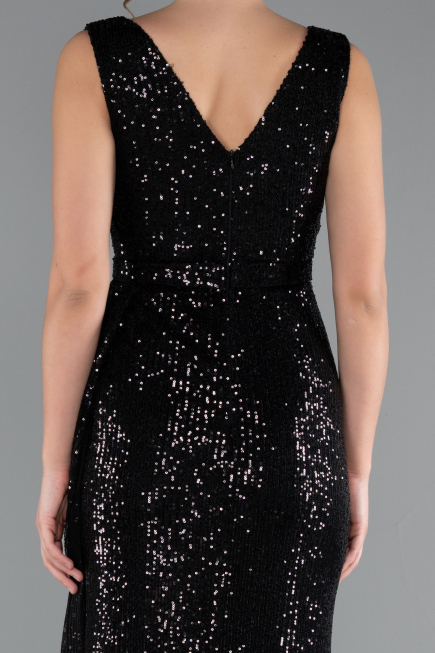Long Black Scaly Evening Dress ABU3201