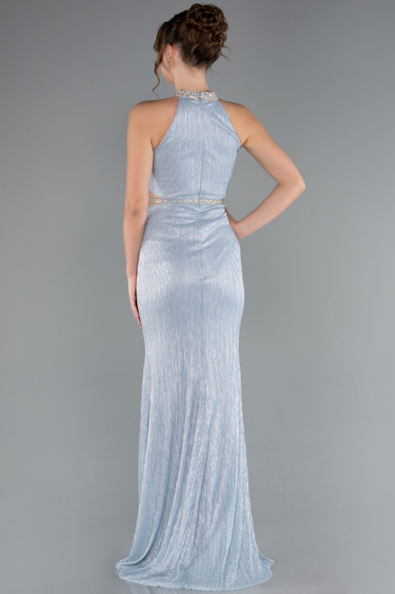 Light Blue Halter Neck Slit Long Evening Gown ABU4324