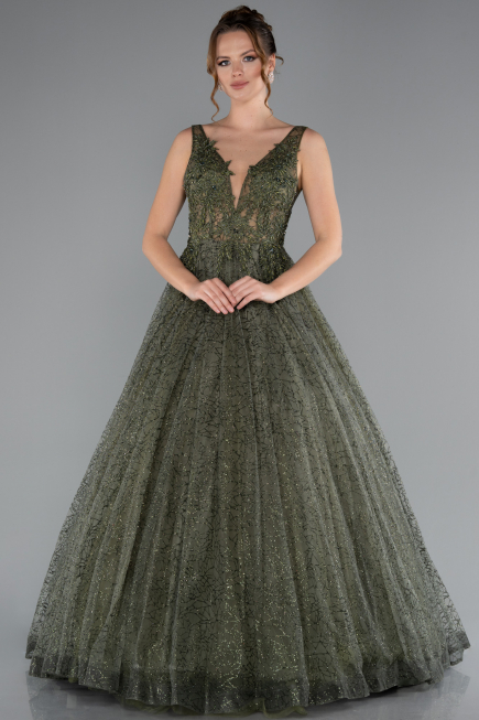 Olive Drab Long Evening Dress ABU2131