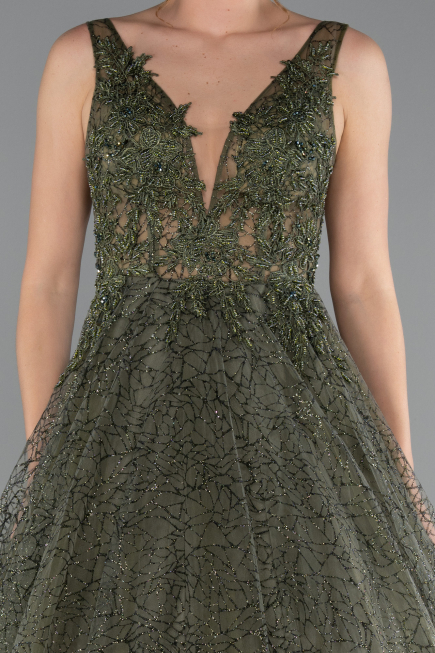 Olive Drab Long Evening Dress ABU2131