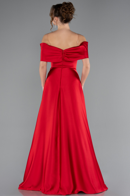 Long Red Satin Evening Dress ABU5015