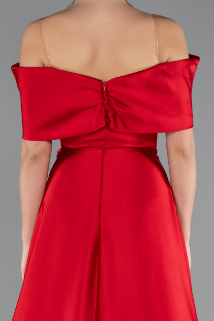Long Red Satin Evening Dress ABU5015