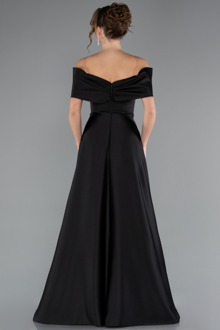 Long Black Satin Evening Dress ABU5015