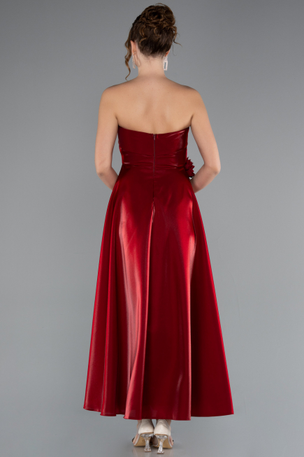 Midi Burgundy Satin Cocktail Dress ABK2363