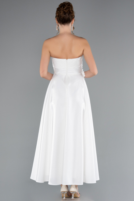 Midi White Satin Cocktail Dress ABK2363