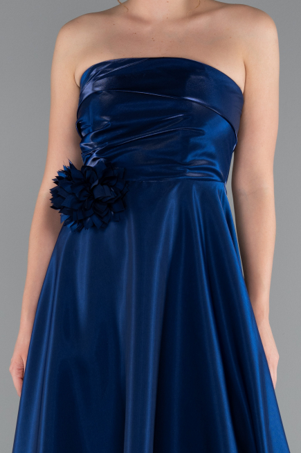 Midi Navy Blue Satin Cocktail Dress ABK2363
