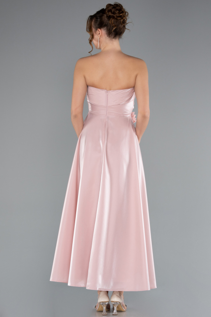 Midi Powder Color Satin Cocktail Dress ABK2363