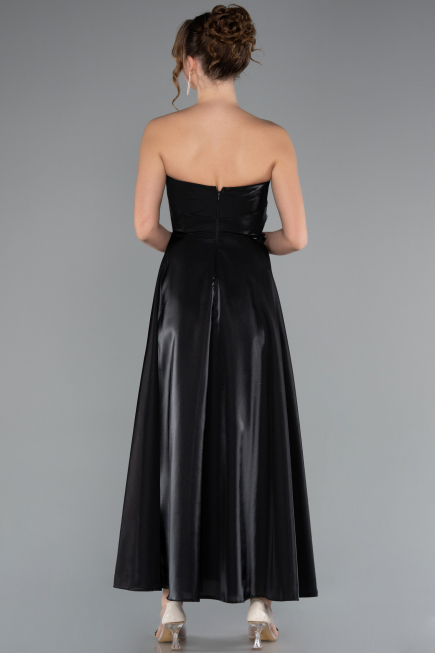 Midi Black Satin Cocktail Dress ABK2363