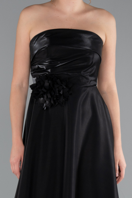 Midi Black Satin Cocktail Dress ABK2363