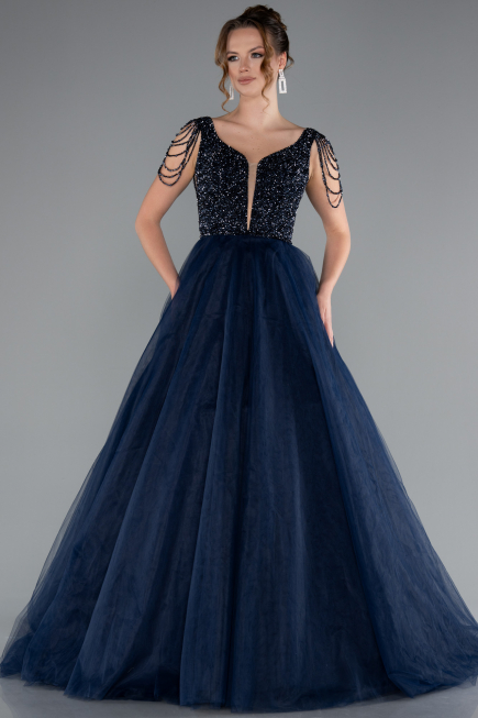 Long Navy Blue Designer Evening Dress ABU5019