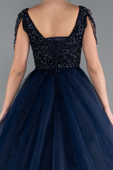 Long Navy Blue Designer Evening Dress ABU5019