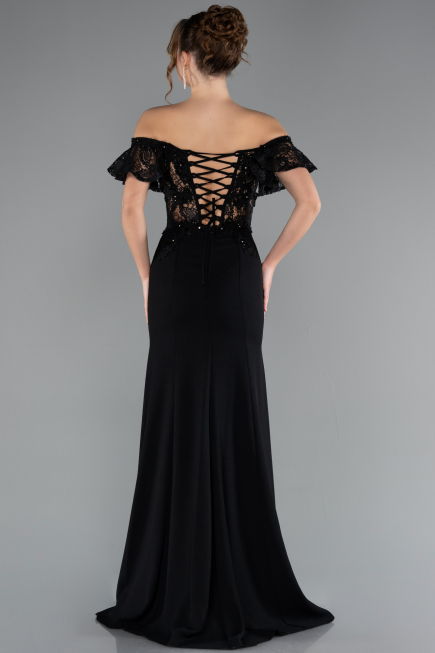 Long Black Dantelle Evening Dress ABU2261